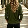Women's Casual V-Neck Long Sleeve T-Shirt with Zipper Pockets