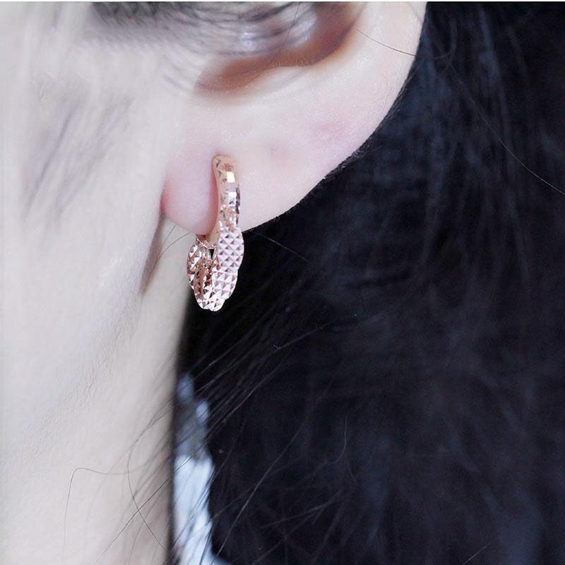 Purple Gold-Plated Rose Gold Willow Leaf Square Earrings, Simple Temperament Design Earrings, Colored Gold Ear Buckles