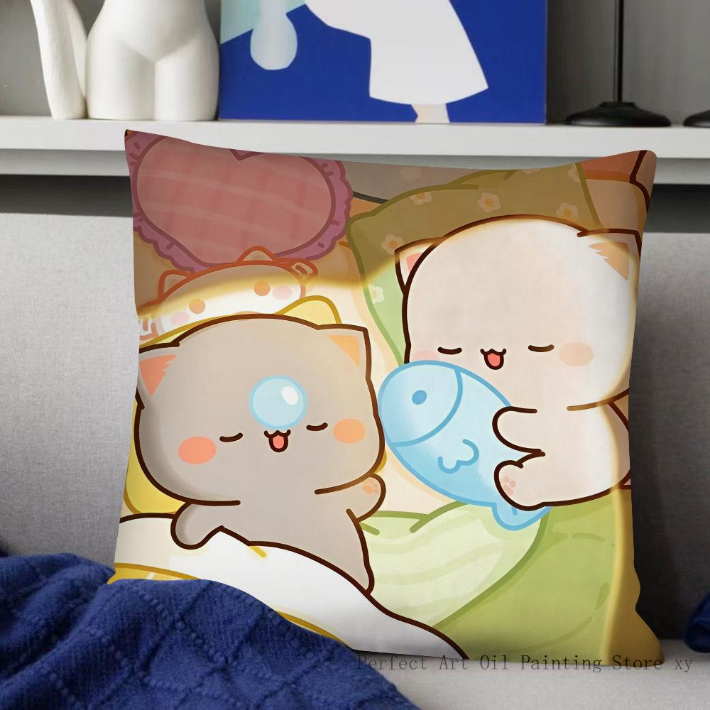 Couple Cat Peach Goma Christmas Pillow Case Fashion Square Pillowcase Bedroom Sofa Room Ins Decoration Leisure Cushion Cover