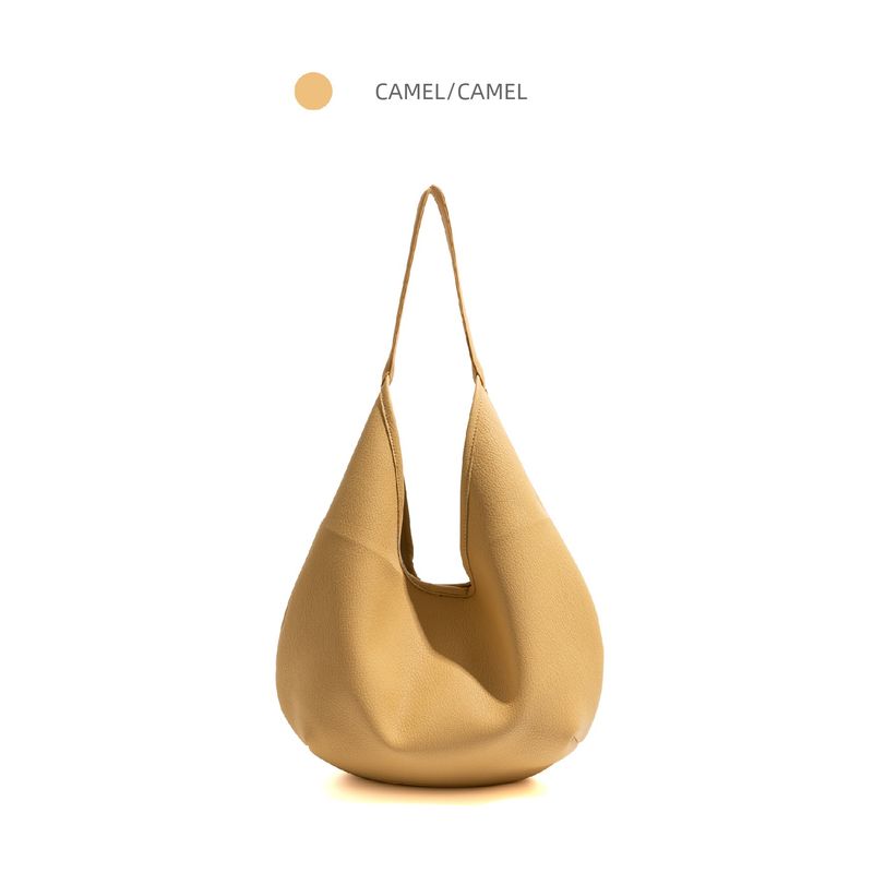 

Stylish Studio Korean Series Soft Leather PU Daylight Yellow Bag Minimalist High Sense Underarm Bag Commuter Shoulder Tote Bag CAMEL