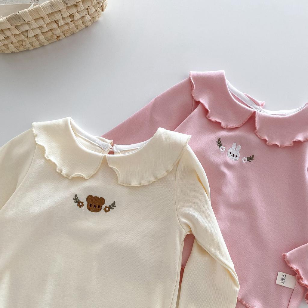 Girls Solid Color Bottoming Shirt 0-5 Years Old Autumn Children's Clothing Baby Cute Rabbit T-shirt Children's Autumn Clothing