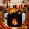 Country-Style Halloween Mantel Scarf Scalloped Edge Spooky Fireplace Topper  Home Living