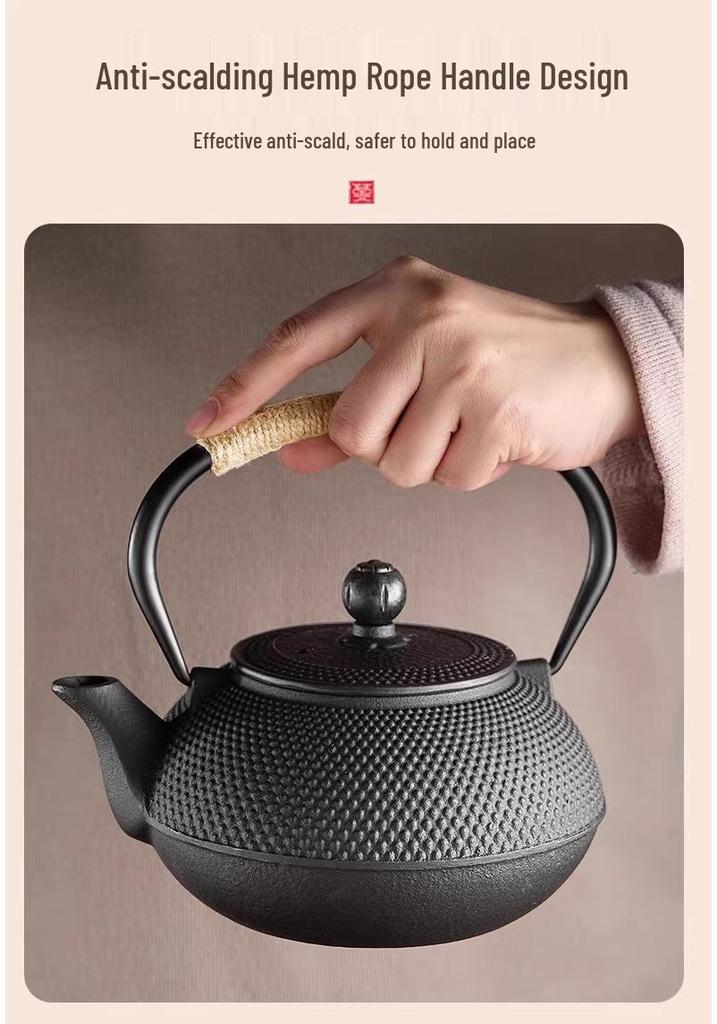 Handmade Uncoated Cast Iron Japanese Tea Pot - Retro Style Hearth Kettle for Brewing and Boiling Water