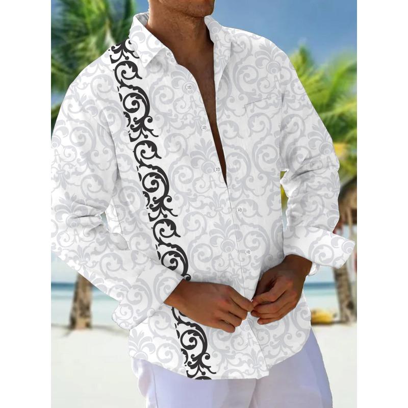 Men's shirts, button down shirts, casual shirts, spring and summer, printed long sleeves, daily, fashionable, comfortable