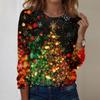 Women's Christmas Printed Round-neck Loose Long-sleeved Top