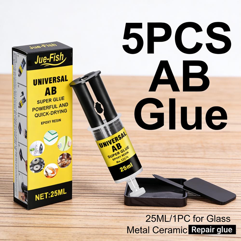 5pcs Reliable Long-Lasting Glue 25ml/1pc Universal Adhesive Super AB Glue for Glass Metal Wood Ceramic Hardware Repair Glue