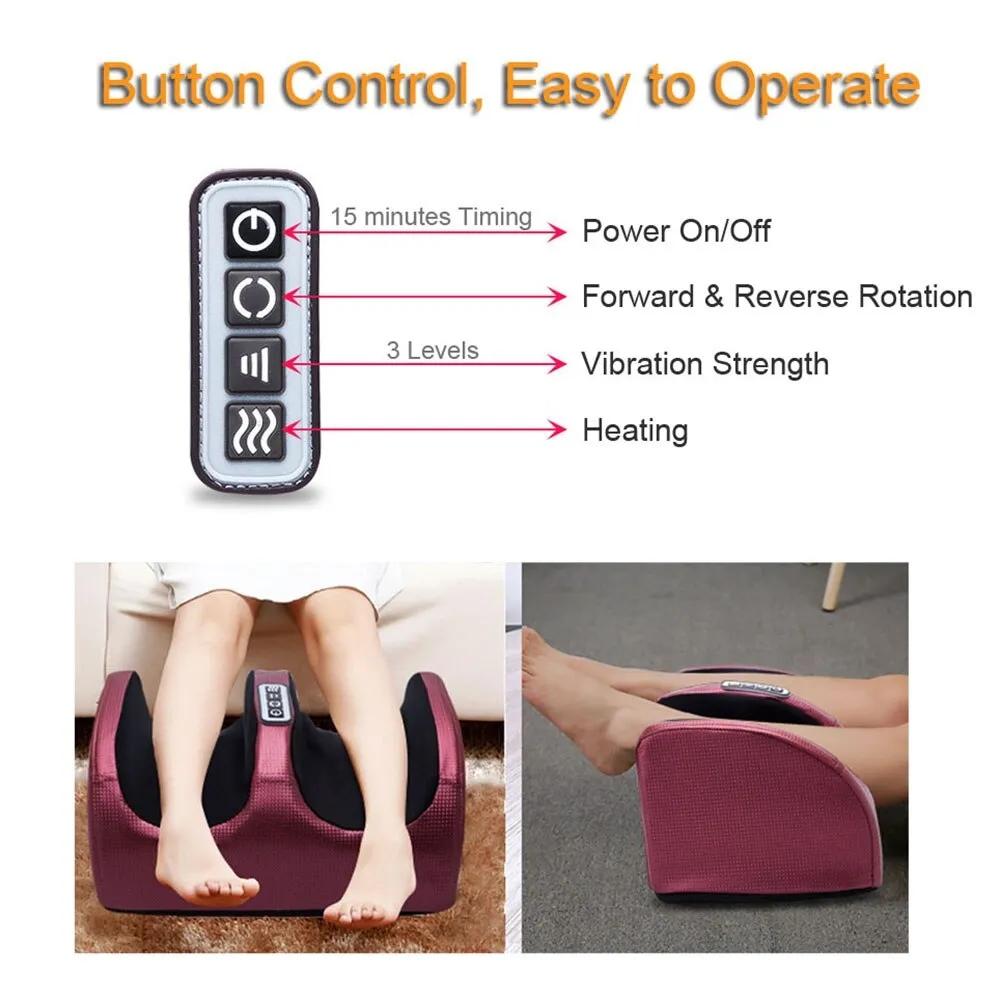 Electric Foot Massager Hot Compression Calf Shiatsu Kneading Roller Massage Heating Deep Muscle Relaxation Therapy Relieve Pain