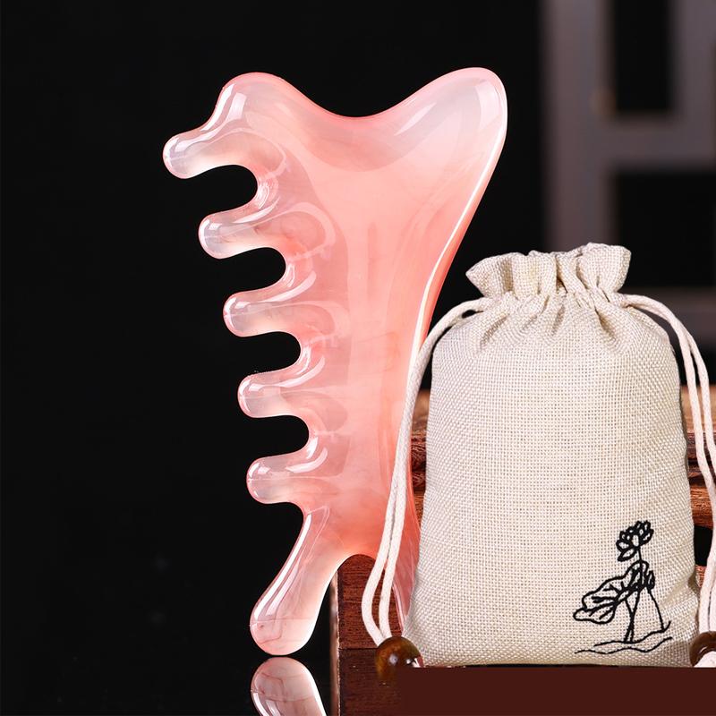 

Head Massage Scalp Four-in-one Massage Comb Meridian Scalp Resin Scalp Massage Comb Head Unblocking Face Nose Massager Guasha рожевий