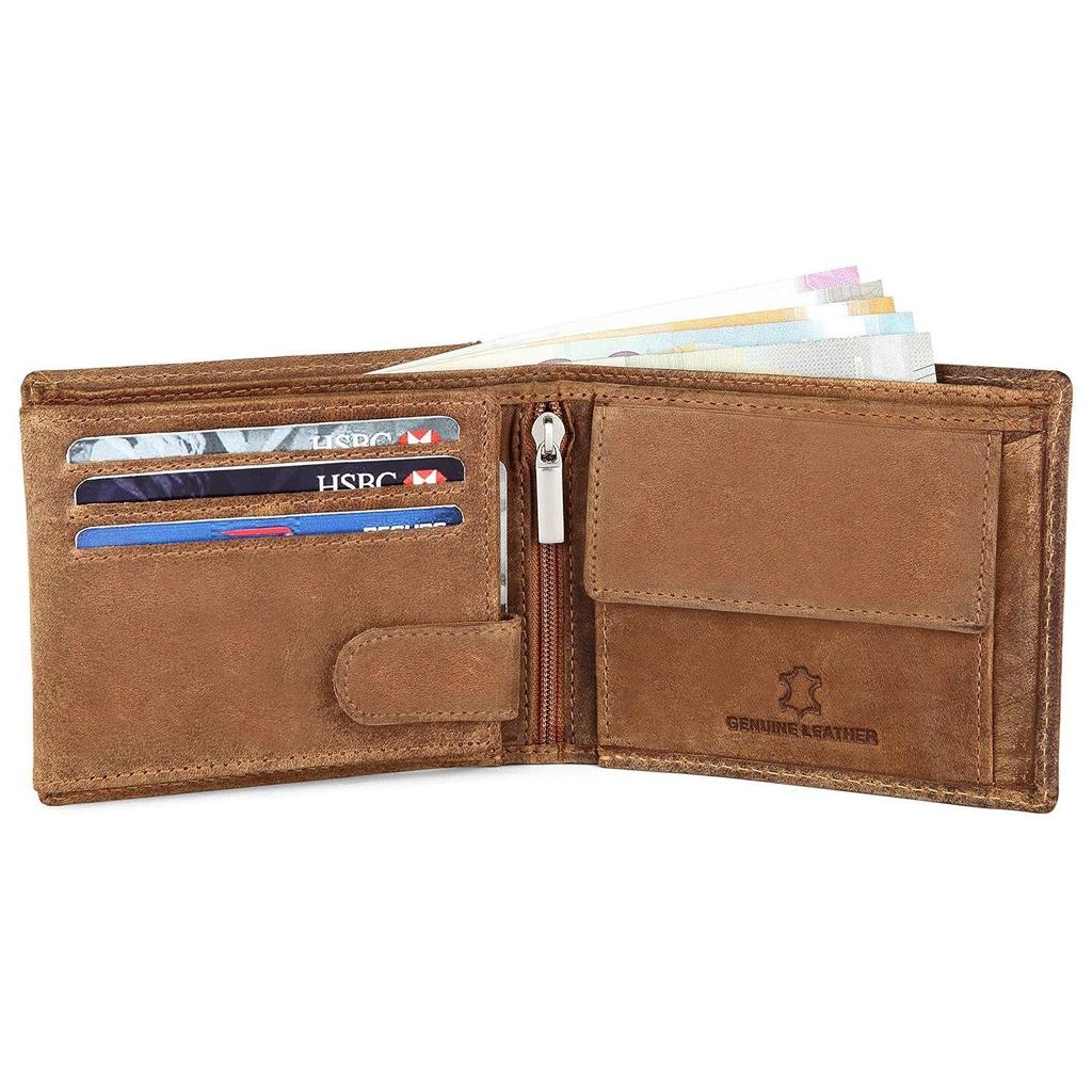 Cartera de cuero con protección RFID para hombres