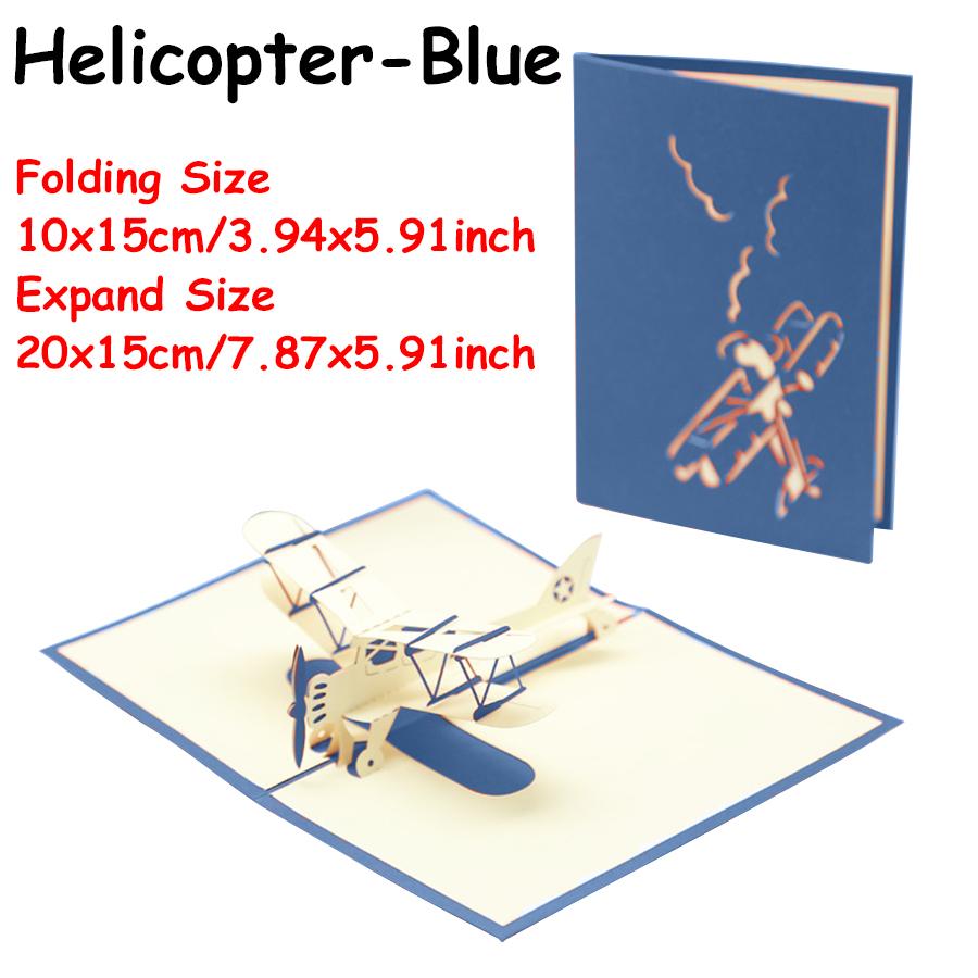

2 Colors Available Foldable Airplane Greeting Card Creative Aviation Enthusiasts Aircraft Helicopter Cultural Greeting Cards