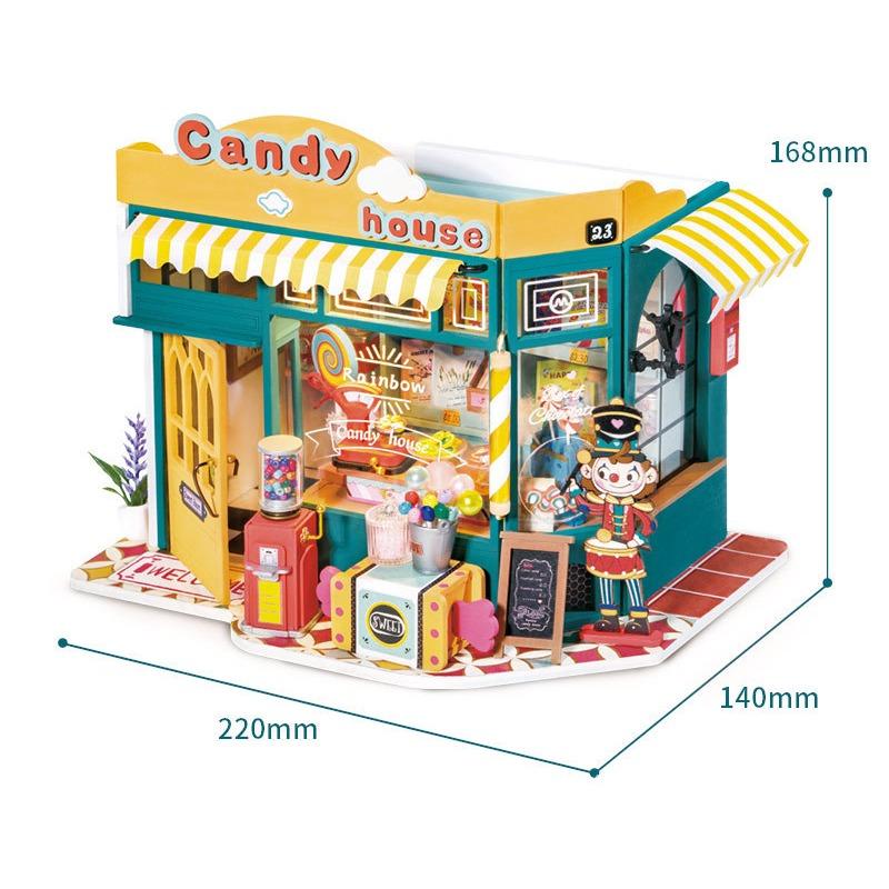 

Масштаб 1/20Миниатюрный дом DIY Кукольный домик Набор Модель деревянного дома 22*14*16.8cm зелёный/жёлтый