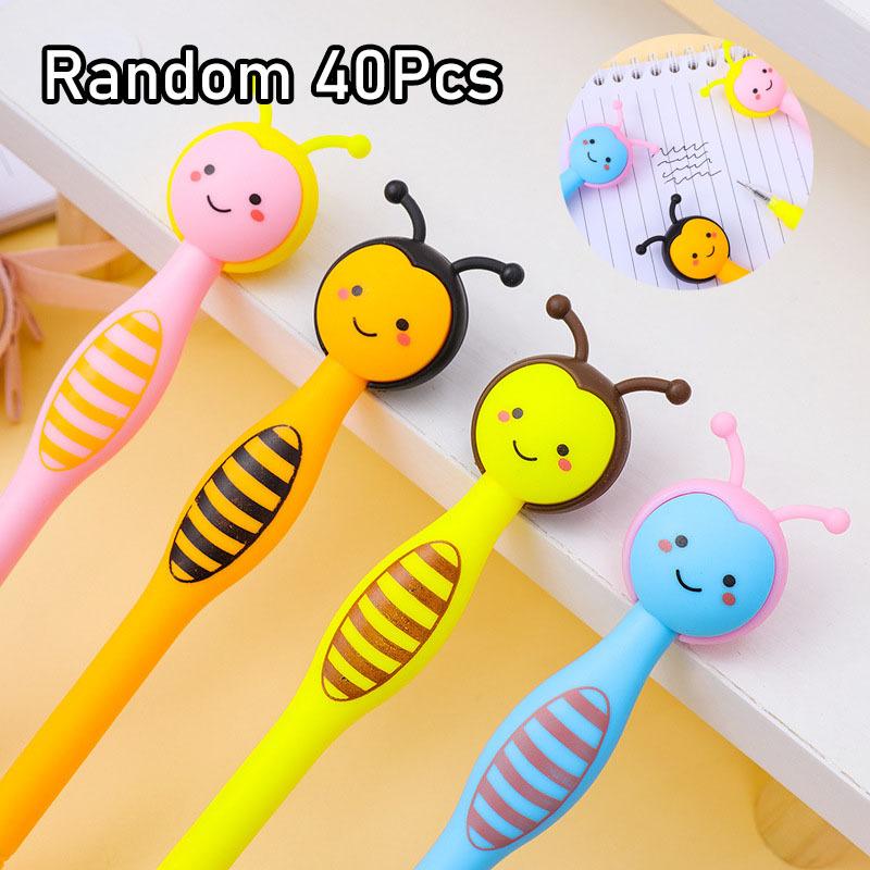 

2Pcs Bee Ballpoint Pen Cute Stationery Black Ink 0.5mm Quick-Drying Smooth Writing Ball Point Pen Office School Daily Use School Supplies Random style 2Pcs
