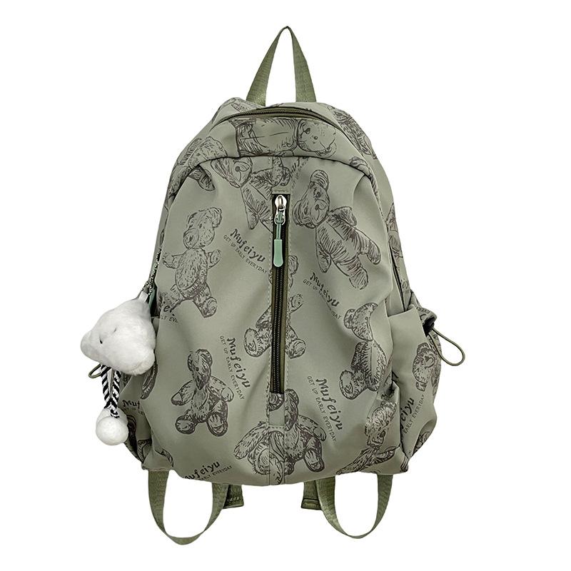 Schoolbag Printed Bear School Bag 1011 New Women's Fashion Large Capacity Cute Versatile Backpack Junior High School Backpack Female