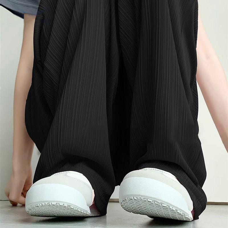 Maternity Pants Summer Wear New Thin Ice Silk Wide Leg Pants Large Size Fat Mm Does Not Restrain the Stomach Maternity Wear