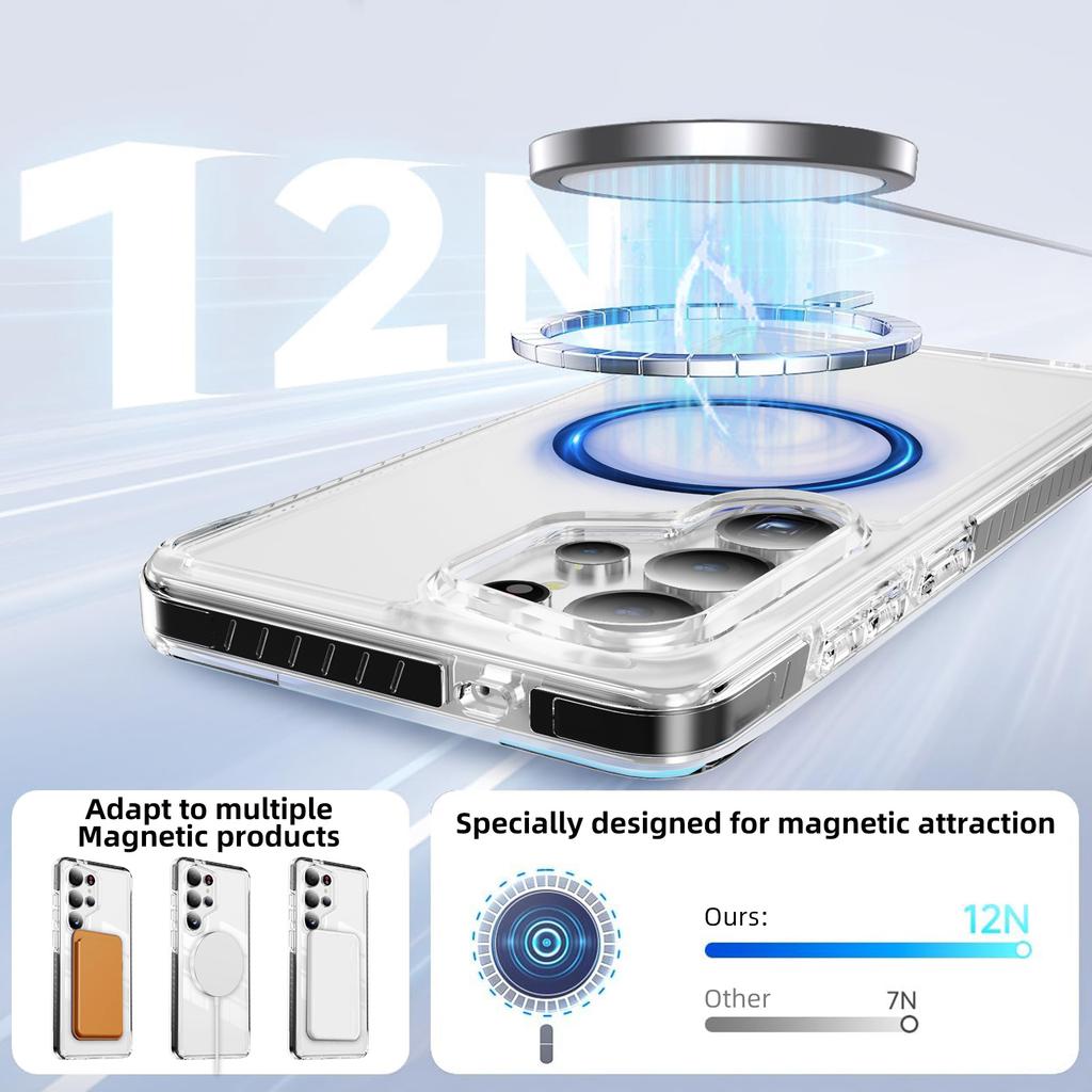 Anti-Drop Transparent Magnetic Case for Samsung Galaxy S26 Ultra S25 FE S24 S23 Plus S 26 25 Anti-Yellow Phone Cover