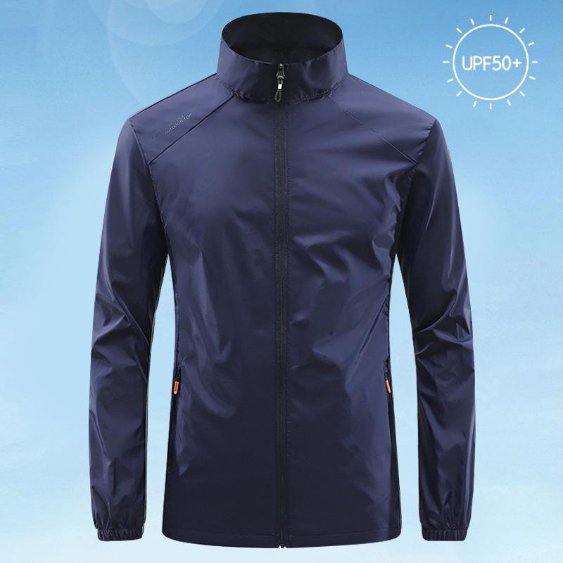 Summer Men's Sun Protection Skin Coat Lightweight Breathable Ice Silk Stand Collar Sunscreen Jacket Outdoor Camping  Jakcet