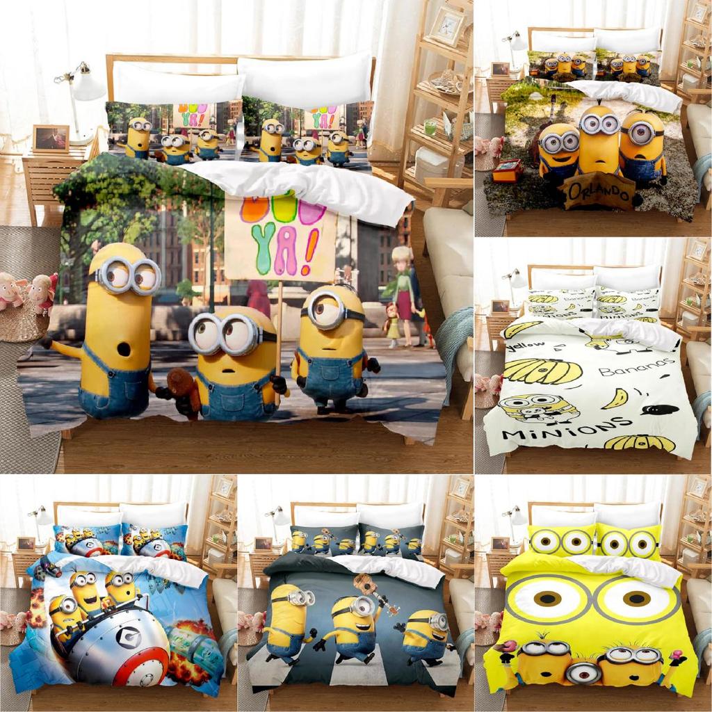 Minions Duvet Anime Cover Set Comforte Printed Cartoon Twin Bedding Christmas