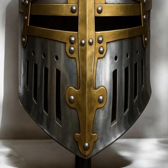 18-Gauge Steel Crusader Knight Helmet  Templar Medieval Cosplay Armor