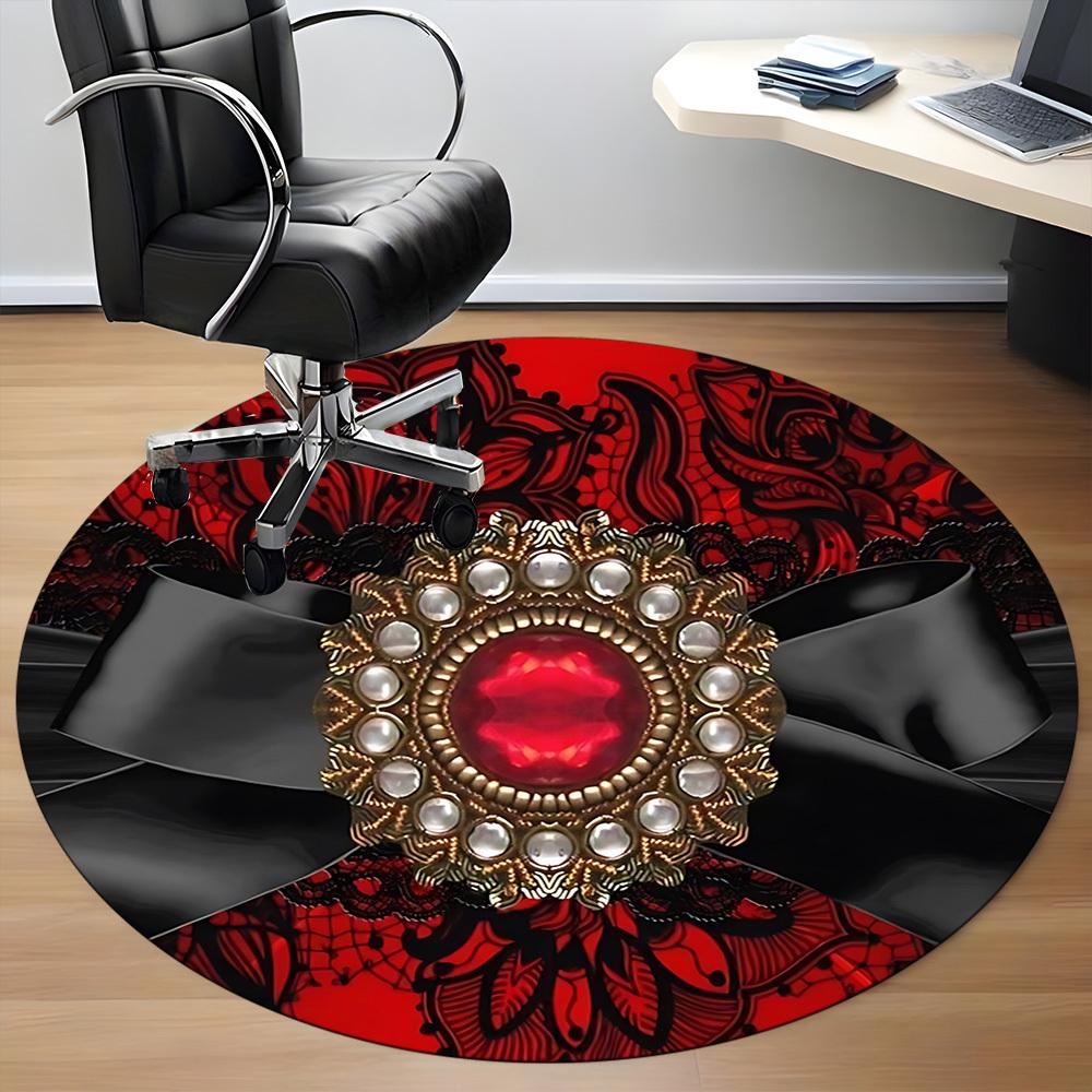 1pc Elegant BowChair Carpet for Office, Indoor Non-Slip Washable Polyester Fiber Carpet, Mat For Office, Machine Washable