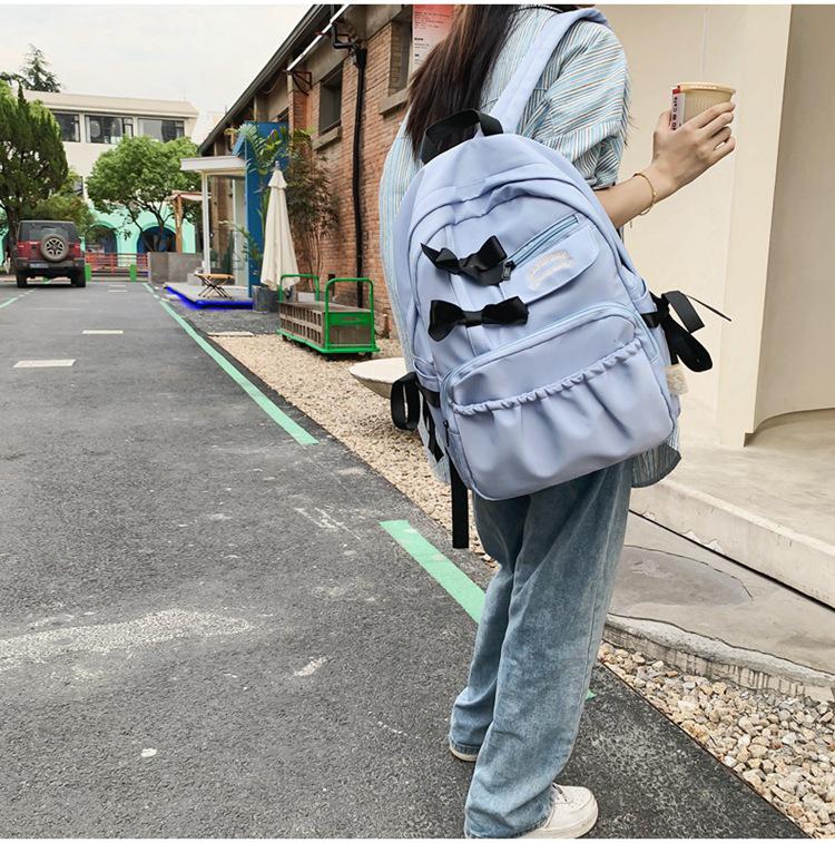 Japanese Cute Bow Backpack for Girls - Ideal for Middle and High School Students, Milk White Color, High Value