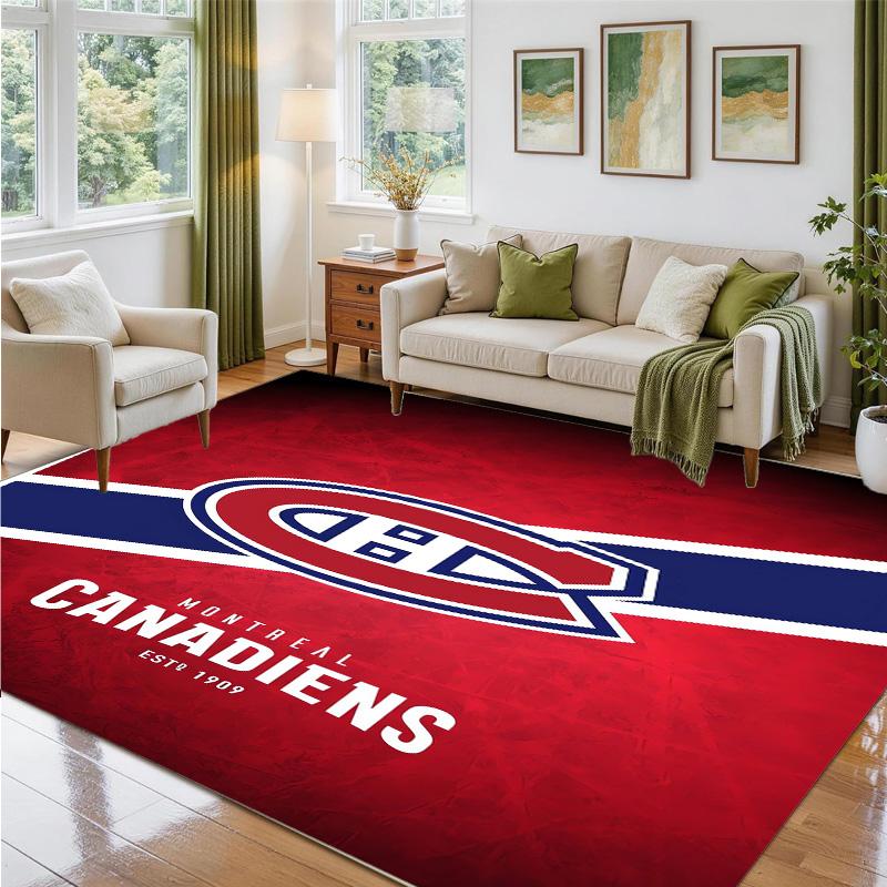 Montreal Canadiens Design Crystal Velvet Rug Soft Decorative Mat for Bedroom Entrance