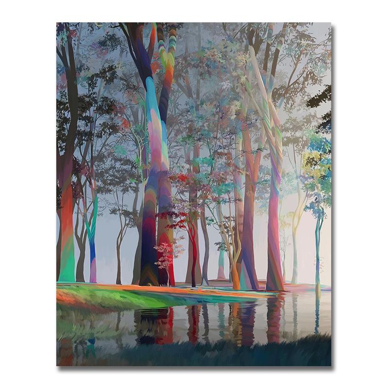 

Современная абстрактная живопись маслом дерево жизни , печать на холсте, постеры, цветное дерево, настенная живопись для декора гостиной 20*40cm No Frame