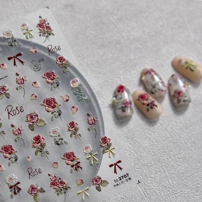 Geprägte Rose Nail Art Aufkleber Vintage DIY machen kreative dekorative Aufkleber