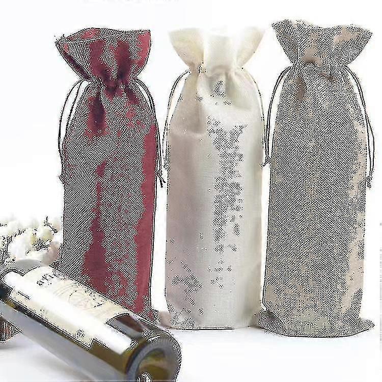 (12-pack)natural Cotton Canvas Wine Bottle Gift Bags With Drawstring Closure Reusable Wine Bags For Gifts - chuan