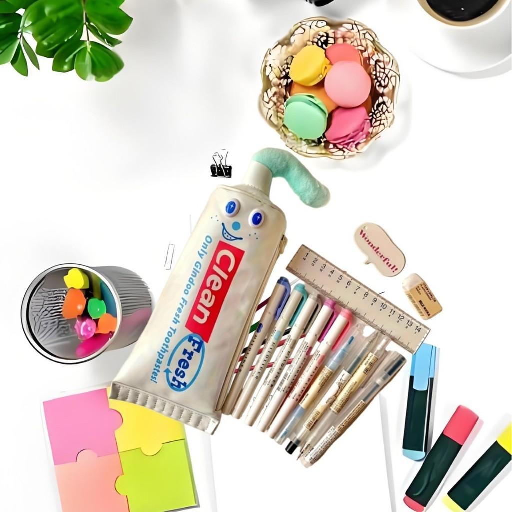 Creative Toothpaste Pencil Case With Large Capacity For Students Desk Organizer And Stationery Storage