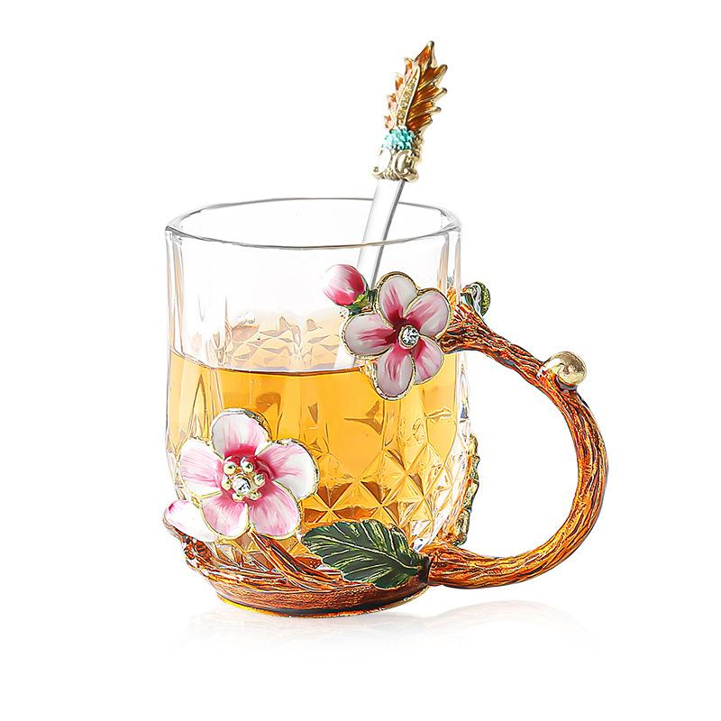 Teacup Plum Blossom Enamel Color Kung Fu Tea Set Tea Separation Teapot Small Teacup High Temperature Resistant Kettle