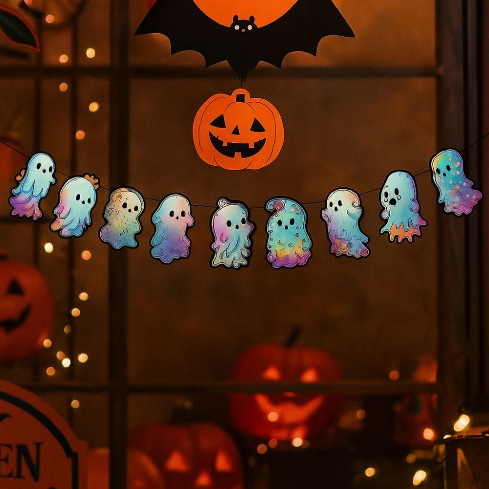 Colorful Ghost Spiral Pendant Paper Ghost Ceiling Decoration Halloween Ghost Banner  Ghost Festival