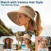 Women'S Sun Hats with Wide Brim, Roll-Up Design for Beach, Ponytail-Friendly, Packable And Foldable Straw Visor for Travel