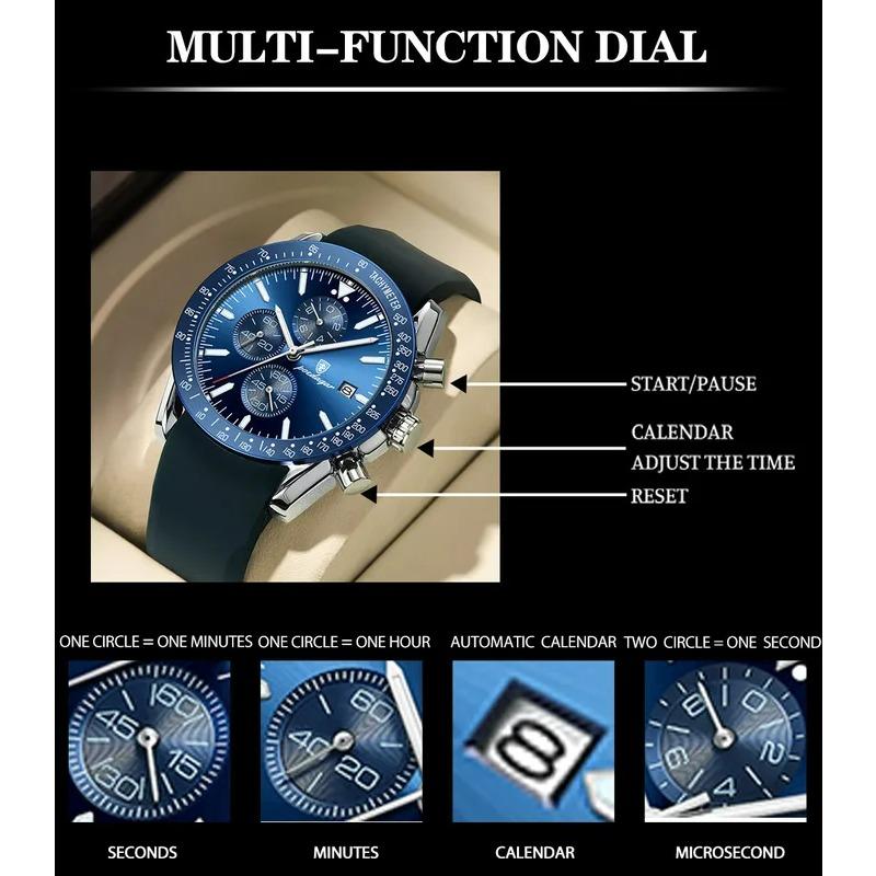 POEDAGAR Męski zegarek sportowy z chronografem silikonowym kwarcowym zegarkiem Top Brand Luxury wodoodporny zegarek męski z datownikiem świecącym