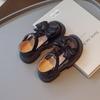 Girls Princess Shoes Big Bows T-strap Kids Leather Shoes Mesh Breathable 2025 Summer New Girls Sandals Round Toes Sweet Ins
