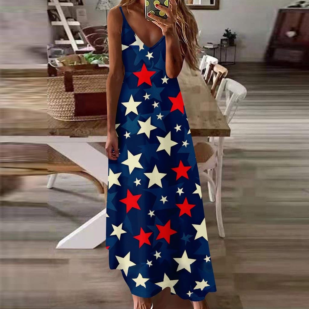 Tuta-Gonna Casual Slim da Donna a V, Colore Imitazione Cotone, Moda Giorno dell'Indipendenza