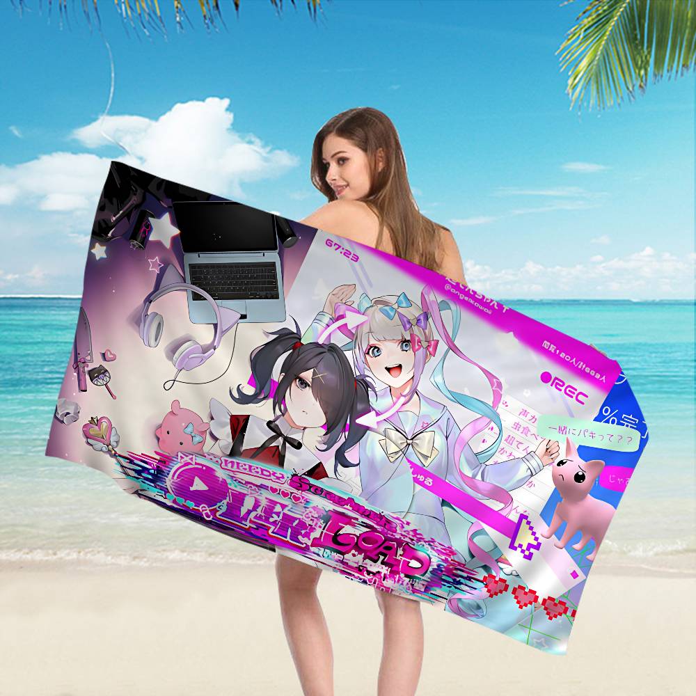 E-EEDY GIRL OVERDOSE Beach Towel Colorful Bath Towels for Girl Microfiber Quick Dry Custom Sand Free Beach Yoga Spa Gym Pool