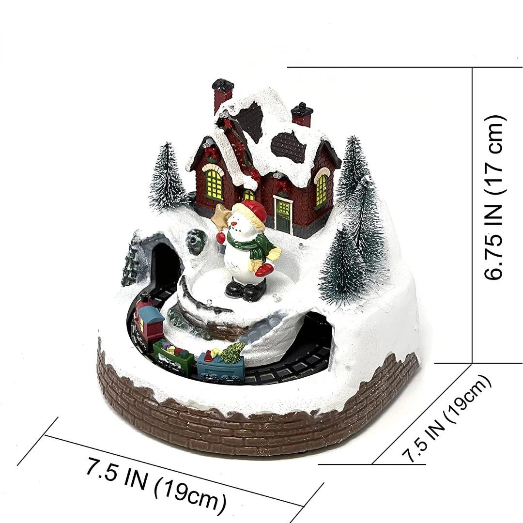 

Рождественские украшения Деревенский дом Снеговик Музыка Светящиеся украшения Фигурка Рождественская елка Вращающийся поезд Рождественские подарки Navidad