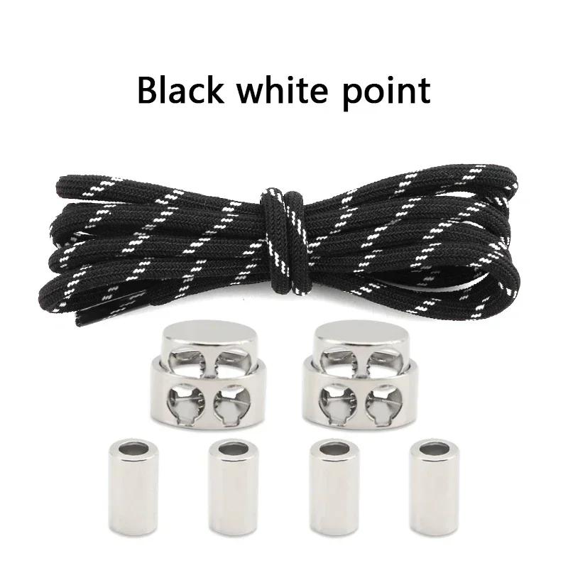 1Pair Lock Shoe laces Without ties Metal Buckle Laces Round Elastic Laces Sneakers Kids Adult No Tie Shoelaces Shoes Accessories