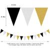 Silver Black Gold Party Decorations - 2Pcs Paper Pennant Banner Flags Men Birthday New Years Eve Retirement Graduation Anniversary Classroom Office