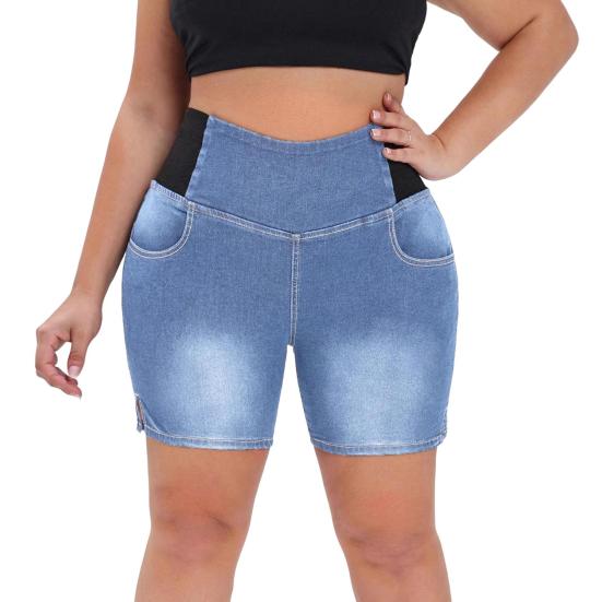 Women's Size Shorts Bermuda Jean Shorts Plus with Pockets Butt Lifting