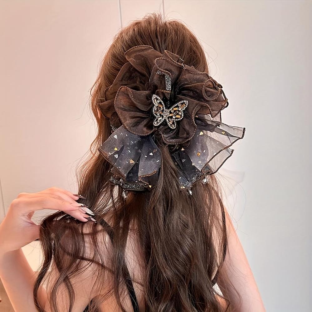 1PC Mesh Butterfly Hair Clip, Women's Fashion Shiny Butterfly Mesh Disc Hair Clip