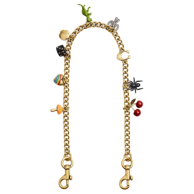 

COACH Chain shoulder strap traction buckle brass bag peripheral women s color color жовтий