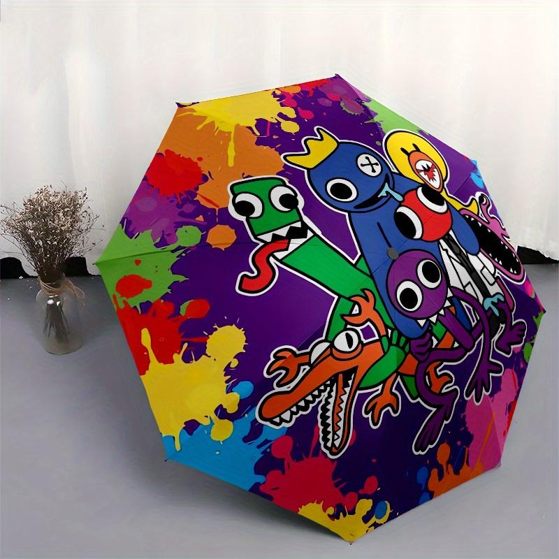 Cartoon Characters,Splash Art Automatic Folding Umbrella Simple 8 Rib Design, Bright Cartoon Pattern, Durable Iron Frame, Suitable For Trav