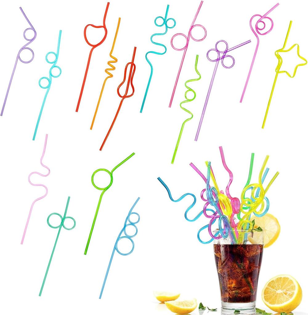 10pcs Colorful Plastic Drinking Straws Crazy Curly Drinking Straws Colorful Unique Flexible Drinking Tube Kids Birthday Party