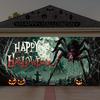 Halloweenový potah na garážová vrata 7 x 16 stop Strašidelný obří pavouk Venkovní banner