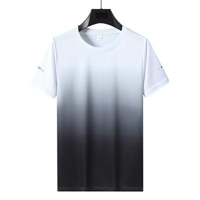 T-shirt Estiva a Maniche Corte con Stampa Mimetica Sfumata in Seta Ghiaccio Sottile ad Asciugatura Rapida da Uomo Taglie Forti Top Sportivo Casual
