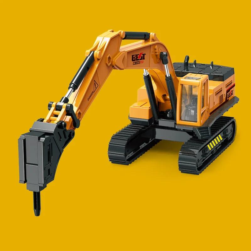 1:55 Simulation Engineering Vehicle Toy Excavator Demolition Machine Grab Stone Machine Grab Wood Crane Model Car Toys