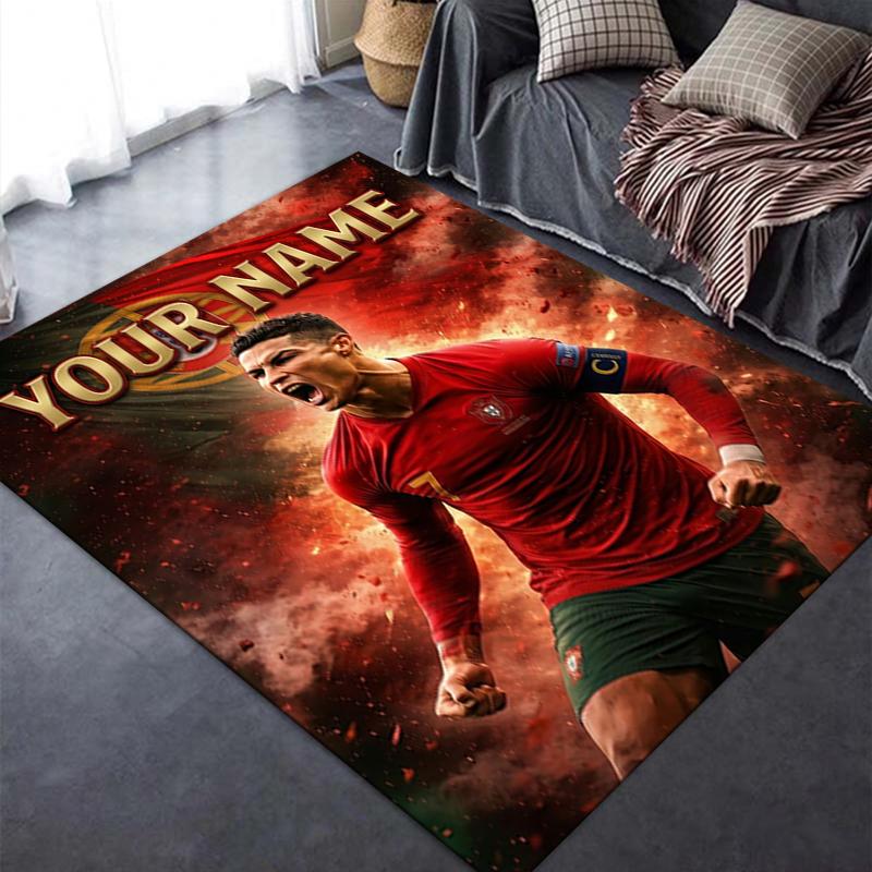 Custom Name Cristiano Ronaldo Carpet Rug for Living Room Bedroom Home Sofa Decoration,Kids play Non-slip Floor Mat