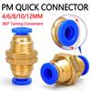 5PCS 4/6/8/10/12mm OD Tube Pneumatic Fitting Pipe Air Connector Push To Connect Quick Release Plastic Air Hose Push In Tube
