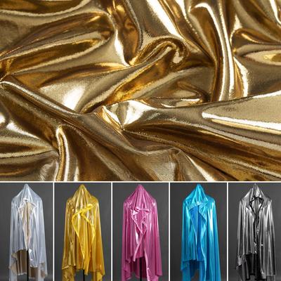Double-sided Gold-stamped Fake Leather Fabric Iridescent Shiny Stretch Bronzing Fabric Laser Fabric for Dress,Costume,Backdrop